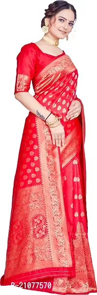 Elegant Red Silk Blend Saree with Blouse piece-thumb5