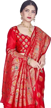 Elegant Red Silk Blend Saree with Blouse piece-thumb2