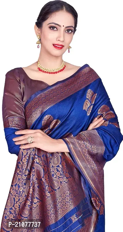 Elegant Blue Art Silk Saree with Blouse piece-thumb3