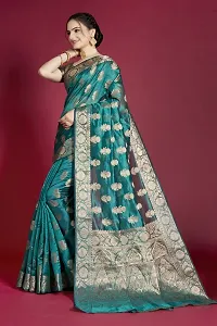 Elegant Light Green Organza Saree with Blouse piece-thumb3