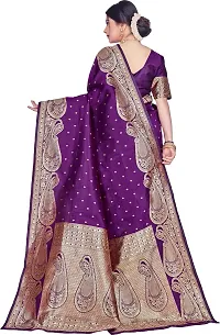 Elegant Purple Silk Blend Saree with Blouse piece-thumb1