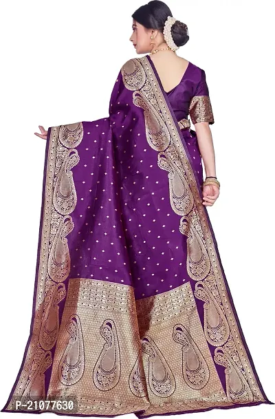 Elegant Purple Silk Blend Saree with Blouse piece-thumb2