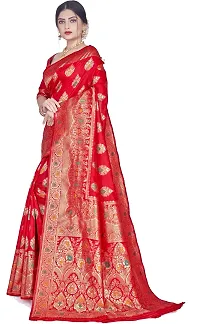 Elegant Red Silk Blend Saree with Blouse piece-thumb3