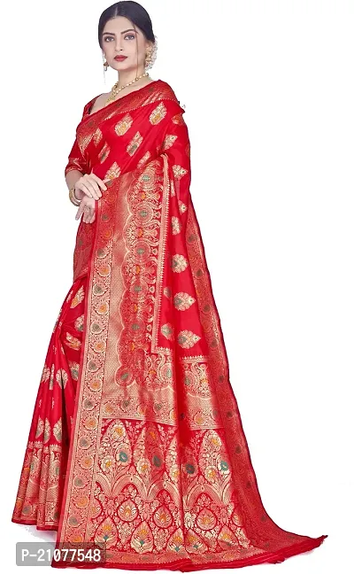 Elegant Red Silk Blend Saree with Blouse piece-thumb4