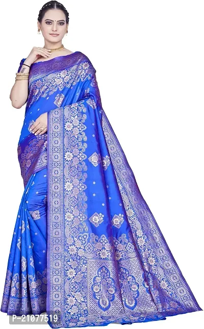 Elegant Blue Art Silk Saree with Blouse piece-thumb0