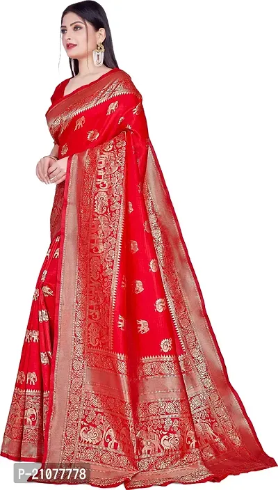 Elegant Red Art Silk Saree with Blouse piece-thumb4