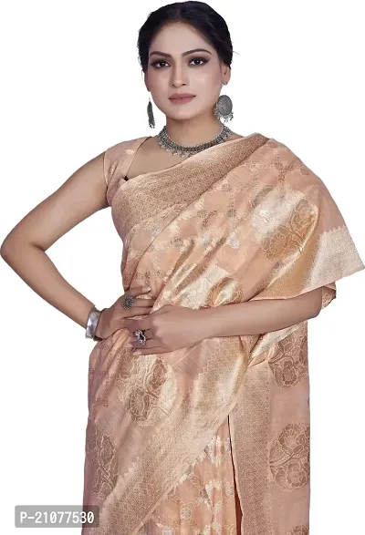 Elegant Orange Linen Saree with Blouse piece-thumb3