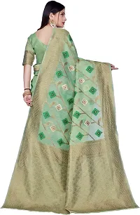 Elegant Light Green Linen Saree with Blouse piece-thumb1