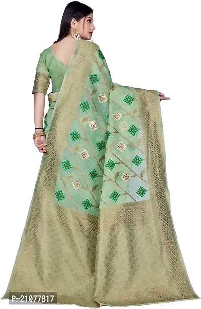 Elegant Light Green Linen Saree with Blouse piece-thumb2