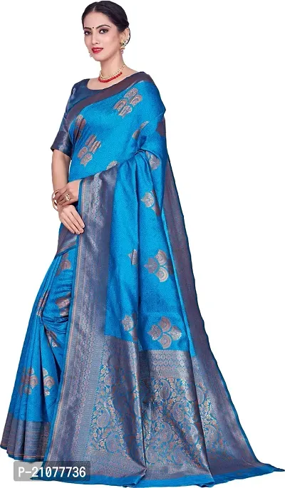 Elegant Blue Art Silk Saree with Blouse piece-thumb4