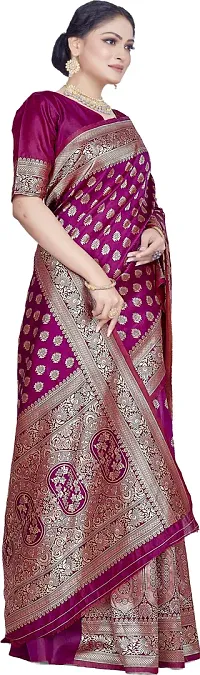 Elegant Purple Silk Blend Saree with Blouse piece-thumb4