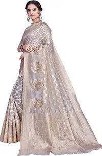 Elegant Grey Linen Saree with Blouse piece-thumb3