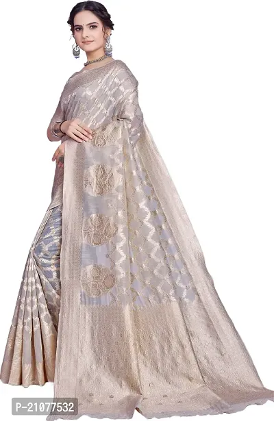 Elegant Grey Linen Saree with Blouse piece-thumb4