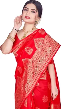 Elegant Red Silk Blend Saree with Blouse piece-thumb2