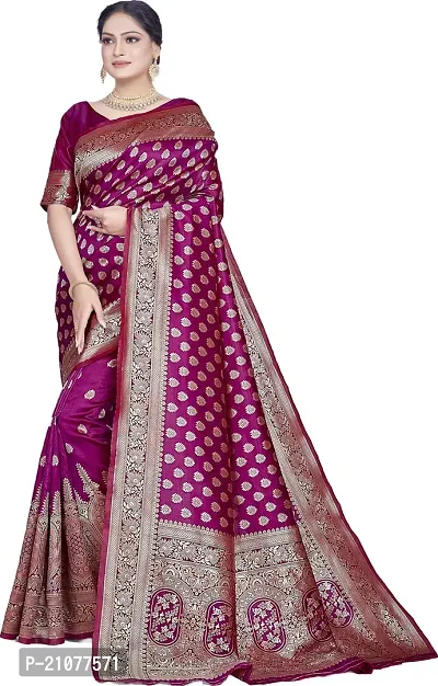 Elegant Purple Silk Blend Saree with Blouse piece-thumb0