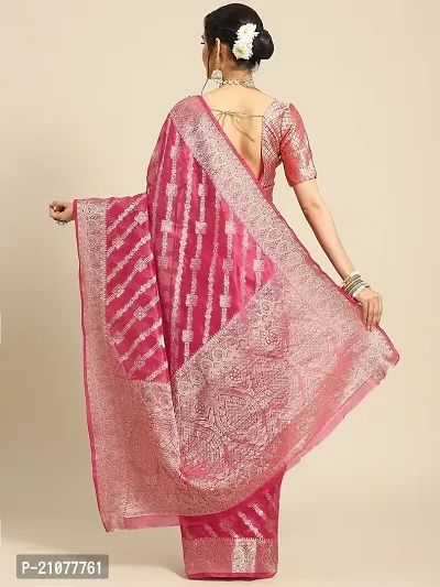 Elegant Pink Net Saree with Blouse piece-thumb2