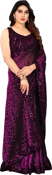 Elegant Magenta Net Saree with Blouse piece-thumb3