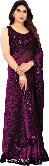 Elegant Magenta Net Saree with Blouse piece-thumb4