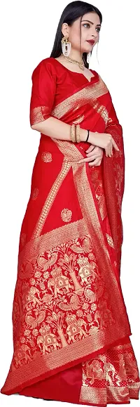 Elegant Red Art Silk Saree with Blouse piece-thumb4