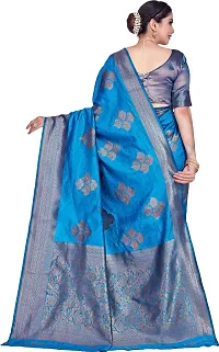 Elegant Blue Art Silk Saree with Blouse piece-thumb1