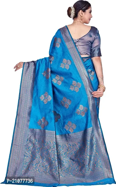 Elegant Blue Art Silk Saree with Blouse piece-thumb2