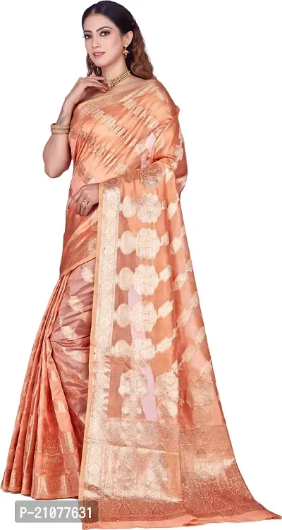 Elegant Orange Organza Saree with Blouse piece-thumb4