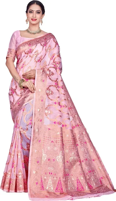 Must Have Linen Saree with Blouse piece 