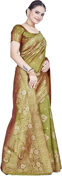 Elegant Dark Green Art Silk Saree with Blouse piece-thumb4