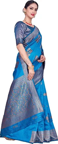 Elegant Blue Art Silk Saree with Blouse piece-thumb4