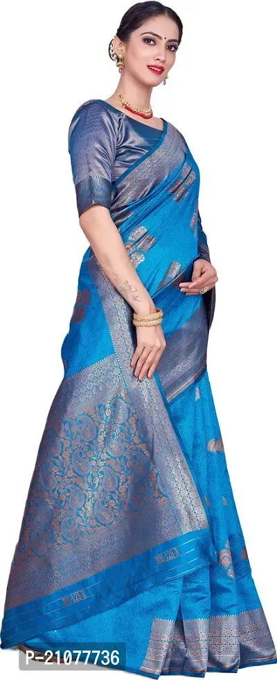 Elegant Blue Art Silk Saree with Blouse piece-thumb5