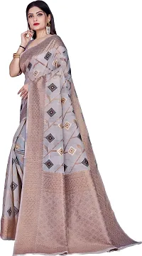 Elegant Grey Linen Saree with Blouse piece-thumb3