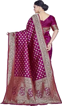 Elegant Purple Silk Blend Saree with Blouse piece-thumb1