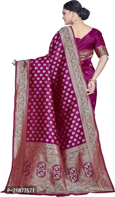 Elegant Purple Silk Blend Saree with Blouse piece-thumb2