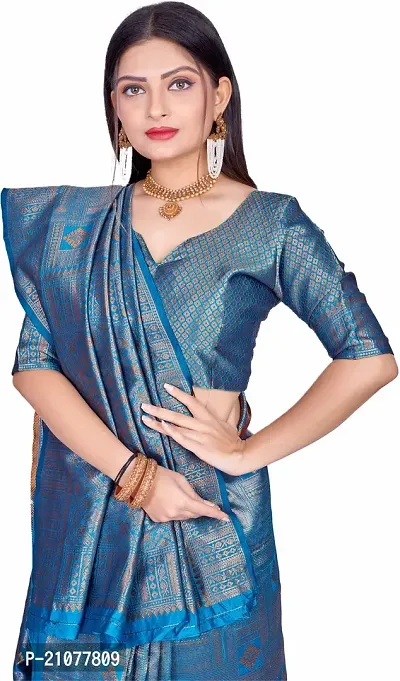 Elegant Blue Art Silk Saree with Blouse piece-thumb3