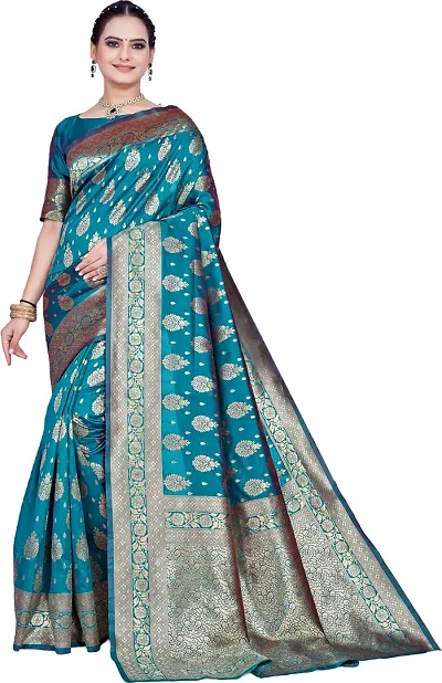 Stylish Silk Blend Saree with Blouse piece For Women