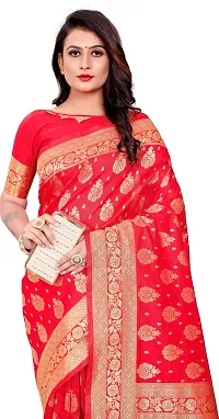 Elegant Red Cotton Blend Saree with Blouse piece-thumb4