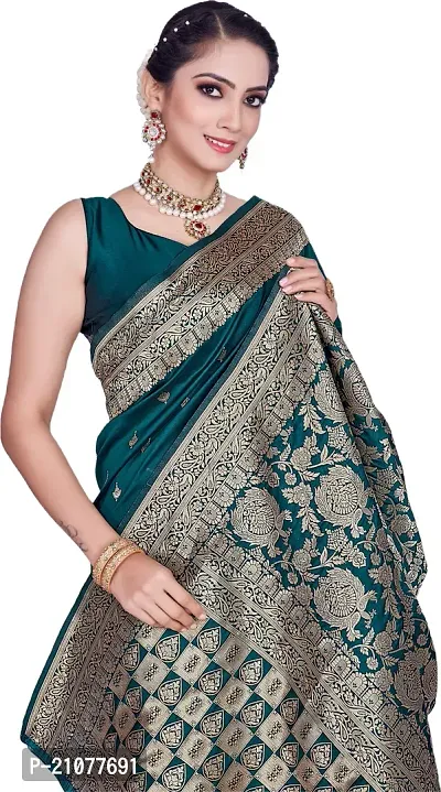 Elegant Dark Green Art Silk Saree with Blouse piece-thumb4