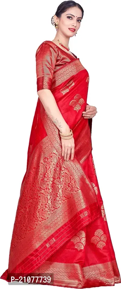 Elegant Red Art Silk Saree with Blouse piece-thumb5