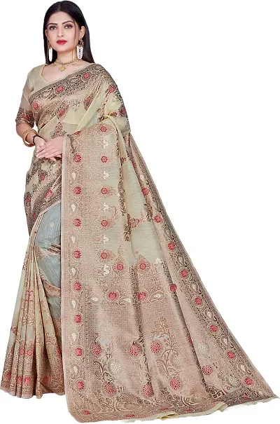 Elegant Silk Blend Saree with Blouse piece