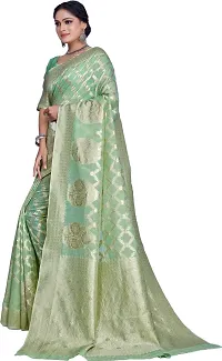 Elegant Light Green Linen Saree with Blouse piece-thumb3