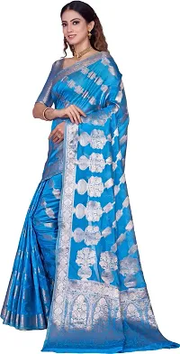 Elegant Blue Organza Saree with Blouse piece-thumb3