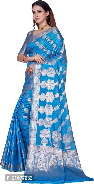 Elegant Blue Organza Saree with Blouse piece-thumb4