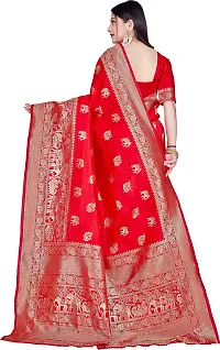 Elegant Red Art Silk Saree with Blouse piece-thumb1