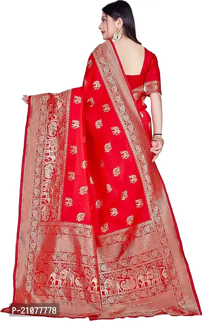 Elegant Red Art Silk Saree with Blouse piece-thumb2