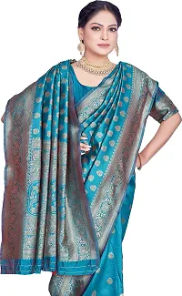 Elegant Light Green Silk Blend Saree with Blouse piece-thumb2