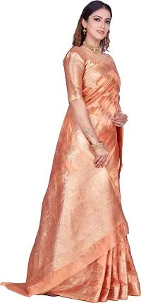 Elegant Orange Organza Saree with Blouse piece-thumb4