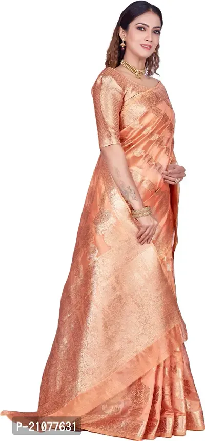 Elegant Orange Organza Saree with Blouse piece-thumb5