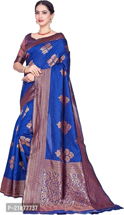 Elegant Blue Art Silk Saree with Blouse piece-thumb4