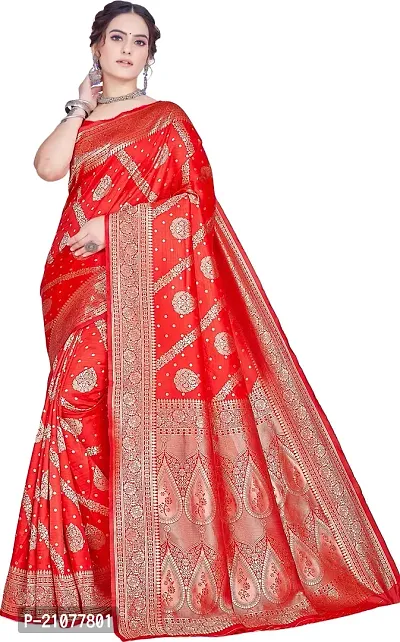 Elegant Red Silk Blend Saree with Blouse piece