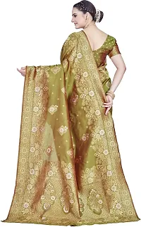 Elegant Dark Green Art Silk Saree with Blouse piece-thumb1